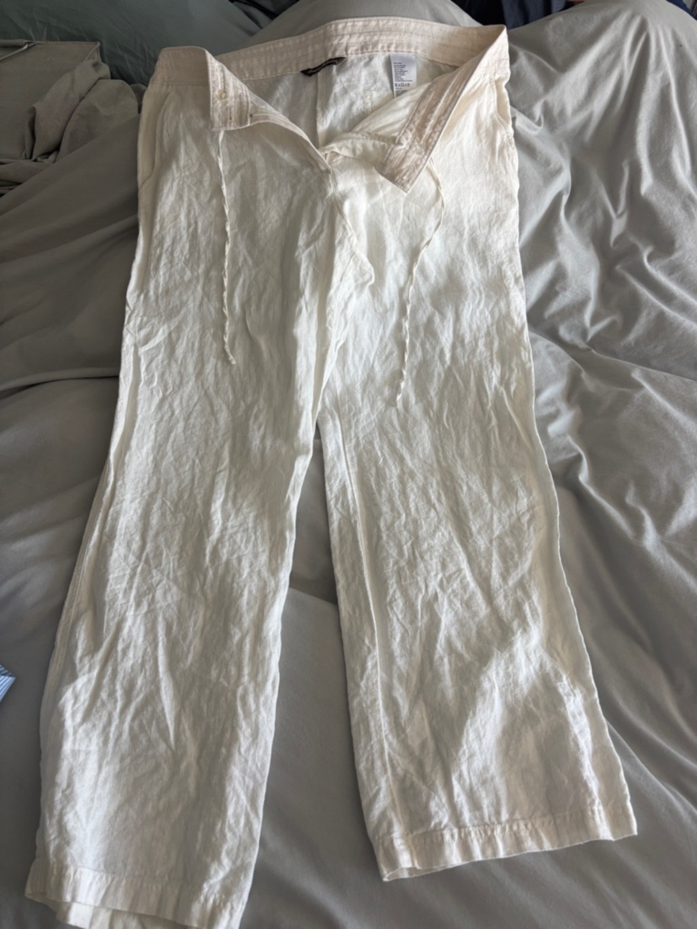 Tommy Bahama White Linen-Blend Drawstring Chinos